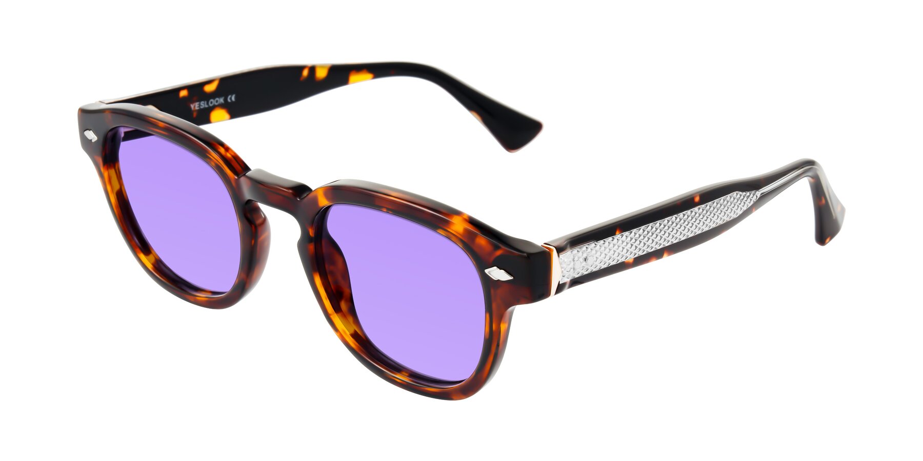 Angle of Sunny in Tortoise with Medium Purple Tinted Lenses