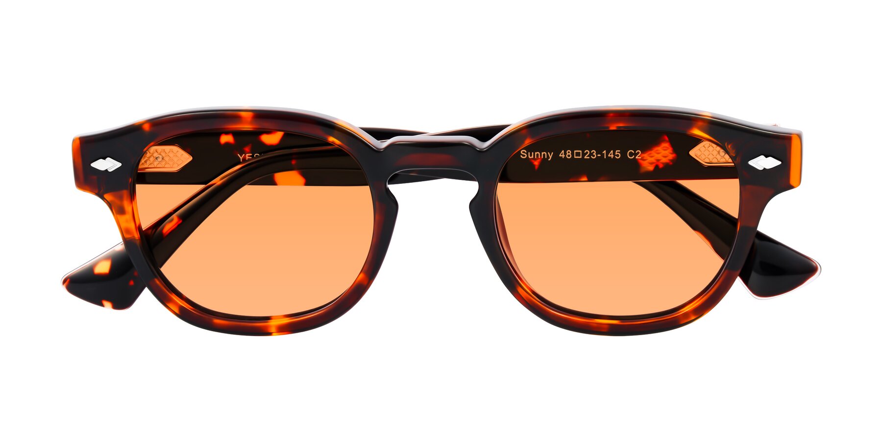 Folded Front of Sunny in Tortoise with Medium Orange Tinted Lenses