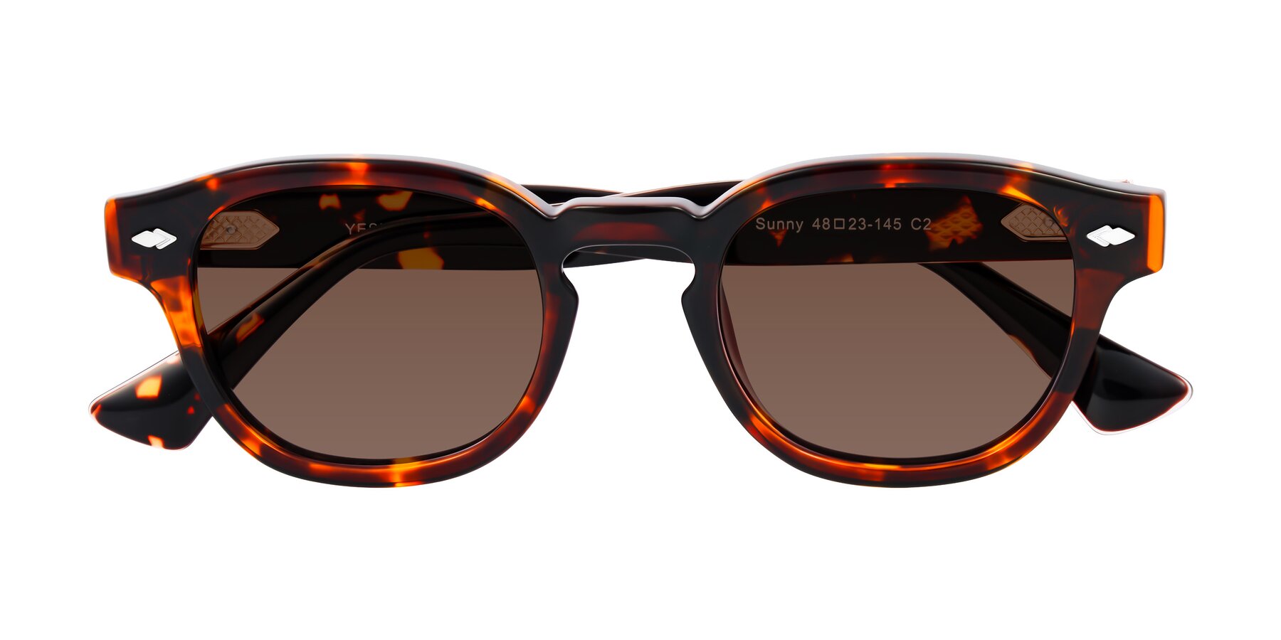 Folded Front of Sunny in Tortoise with Brown Tinted Lenses