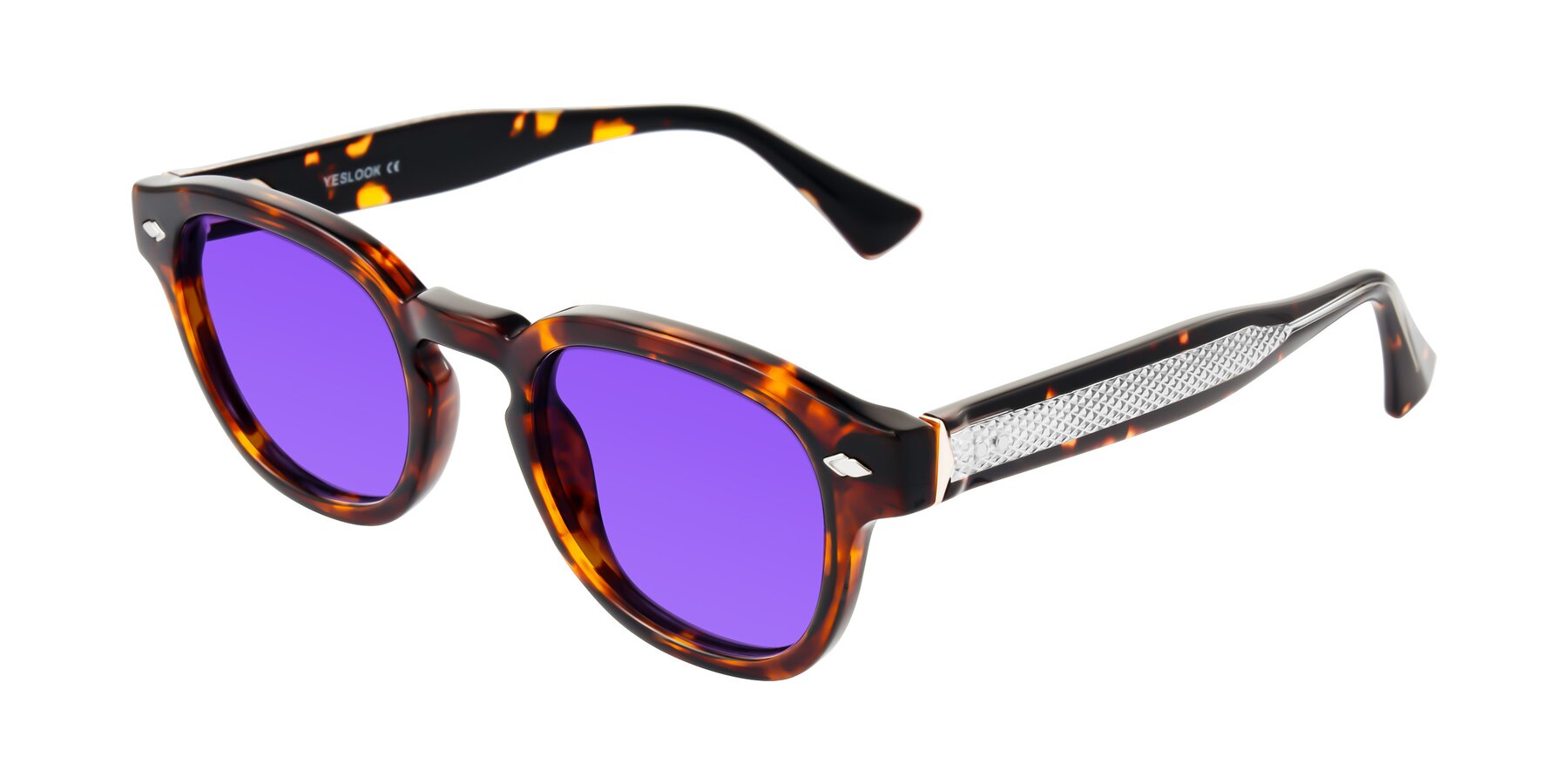 Angle of Sunny in Tortoise with Purple Tinted Lenses