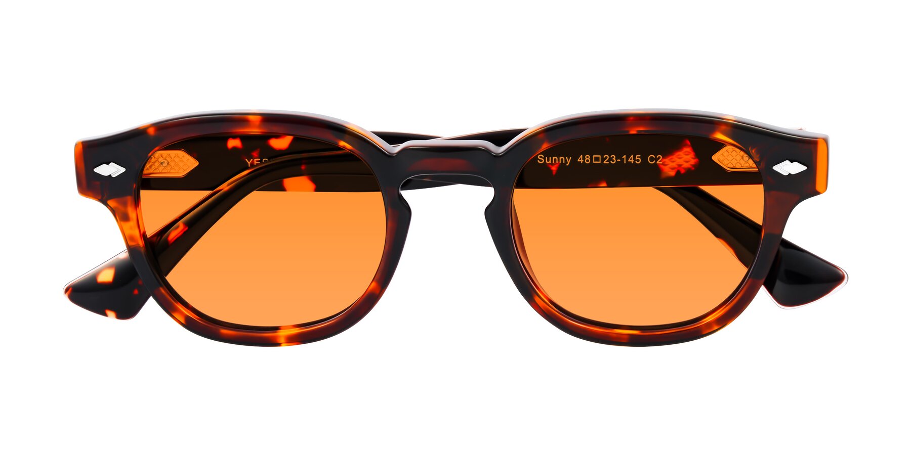 Folded Front of Sunny in Tortoise with Orange Tinted Lenses