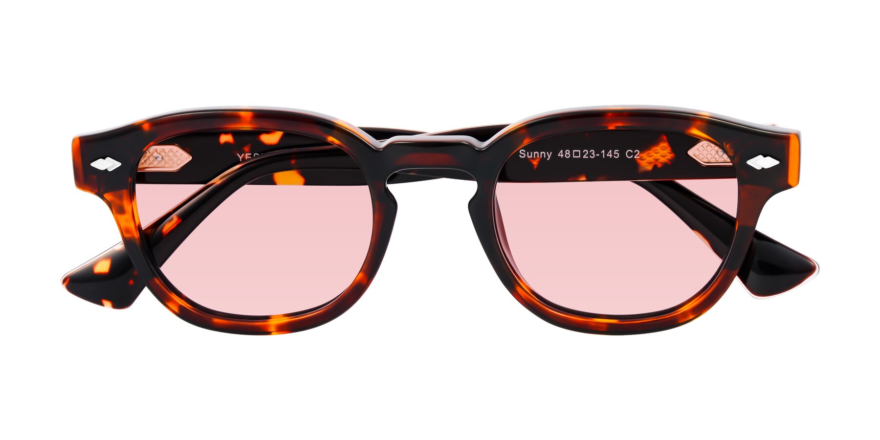 Folded Front of Sunny in Tortoise with Light Garnet Tinted Lenses