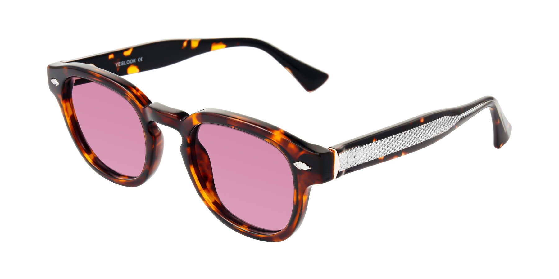 Angle of Sunny in Tortoise with Medium Wine Tinted Lenses