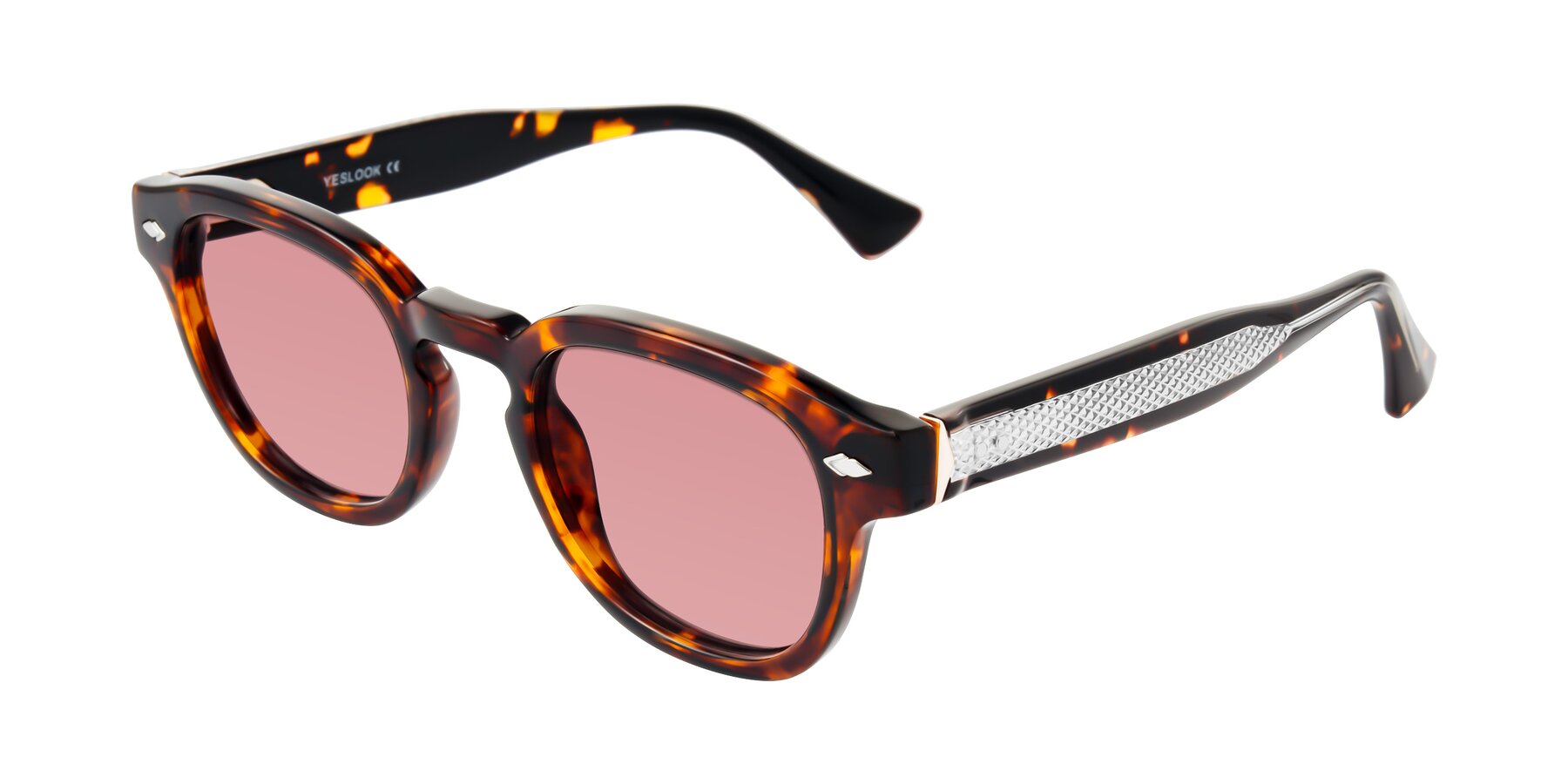 Angle of Sunny in Tortoise with Medium Garnet Tinted Lenses