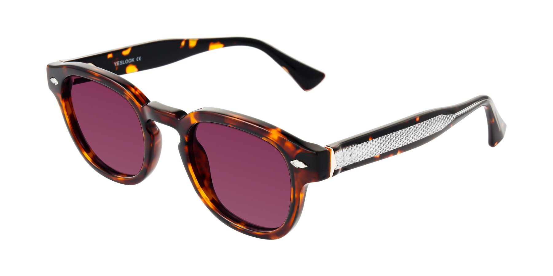Angle of Sunny in Tortoise with Wine Tinted Lenses