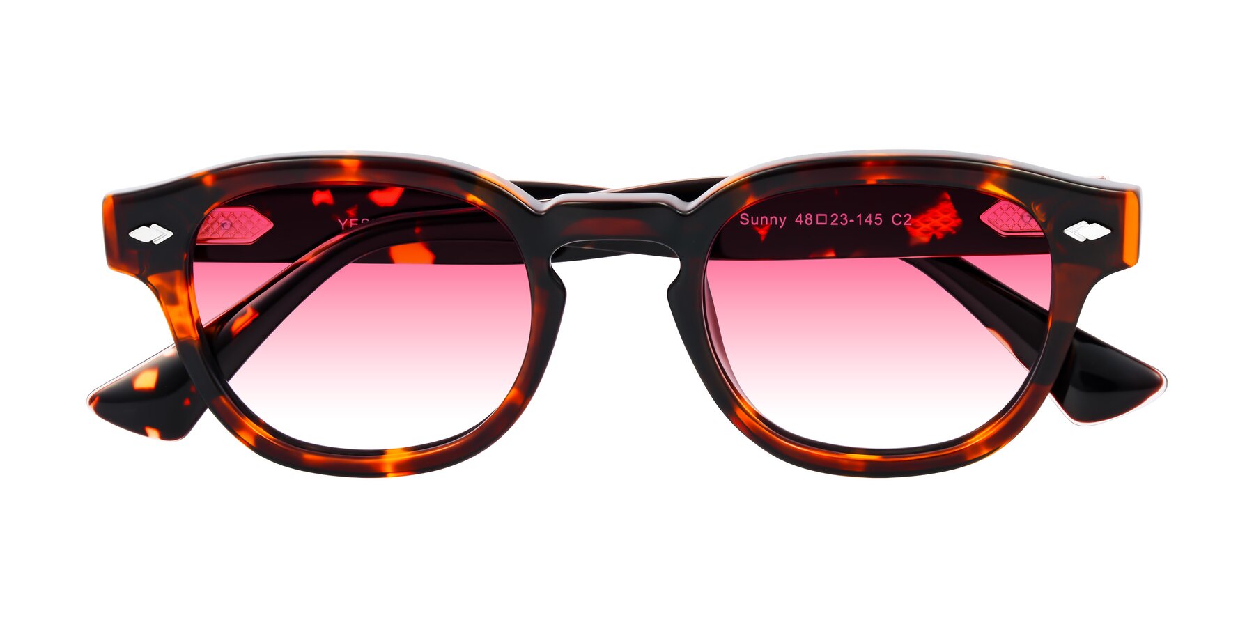 Folded Front of Sunny in Tortoise with Pink Gradient Lenses