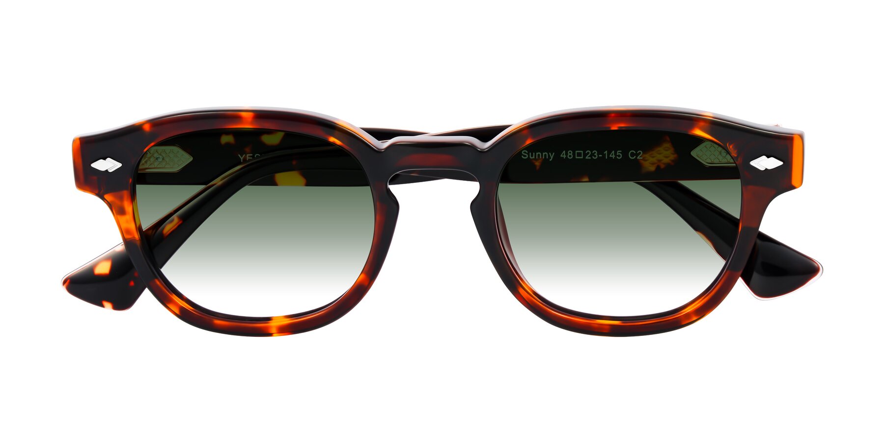Folded Front of Sunny in Tortoise with Green Gradient Lenses