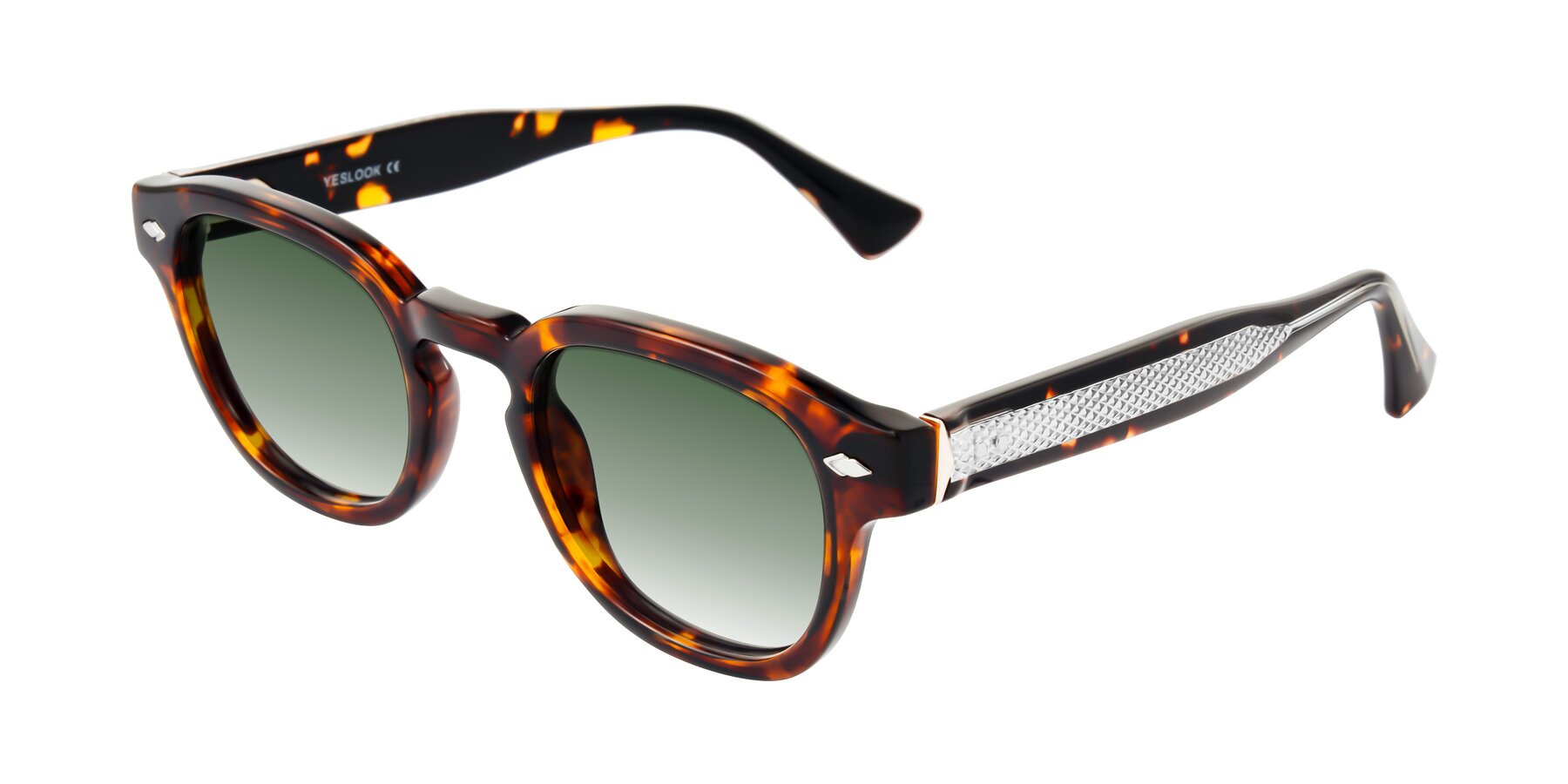 Angle of Sunny in Tortoise with Green Gradient Lenses