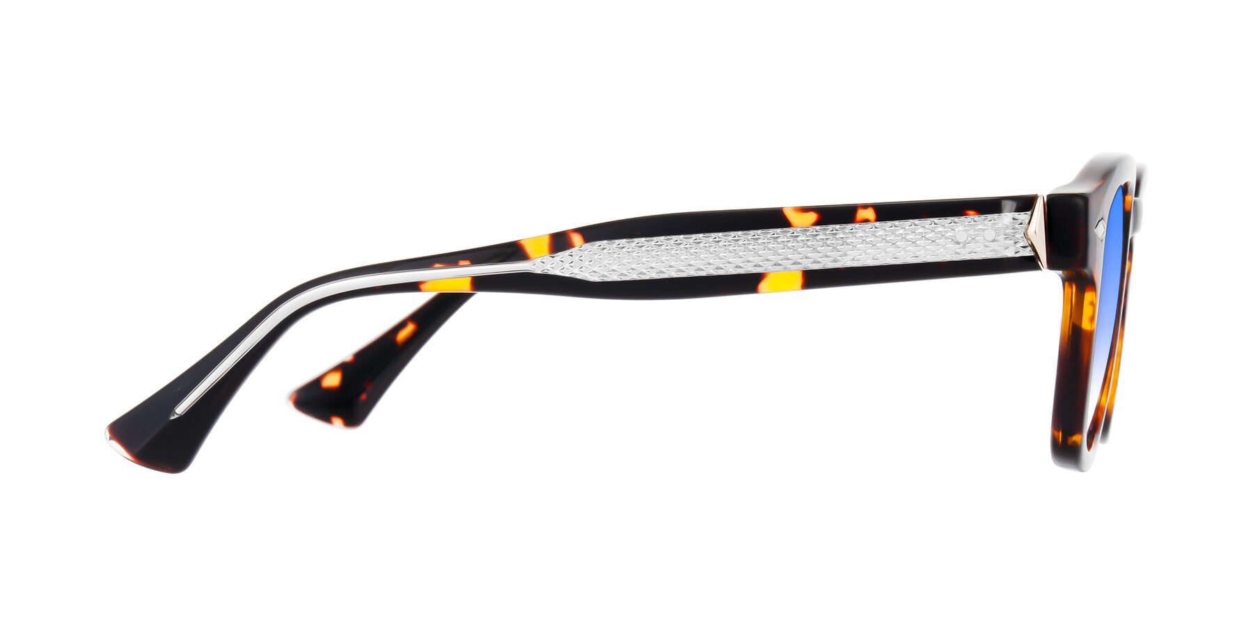 Side of Sunny in Tortoise with Blue Gradient Lenses