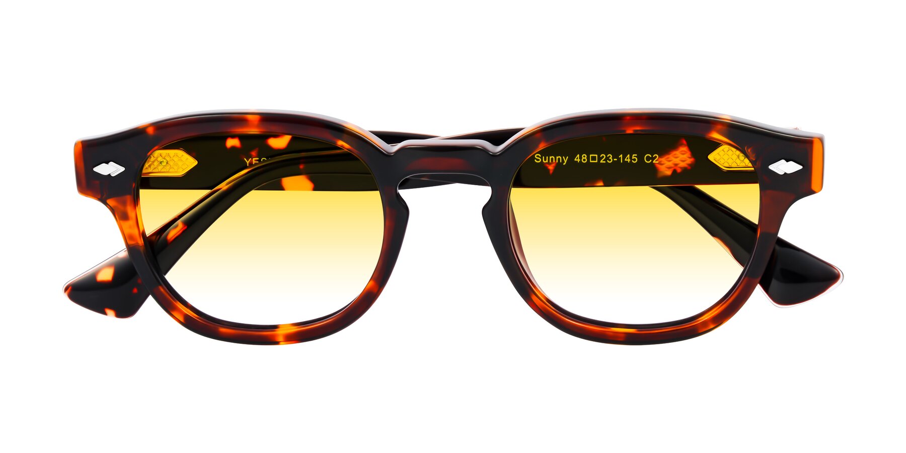 Folded Front of Sunny in Tortoise with Yellow Gradient Lenses