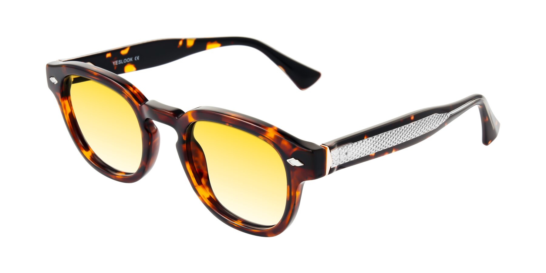 Angle of Sunny in Tortoise with Yellow Gradient Lenses