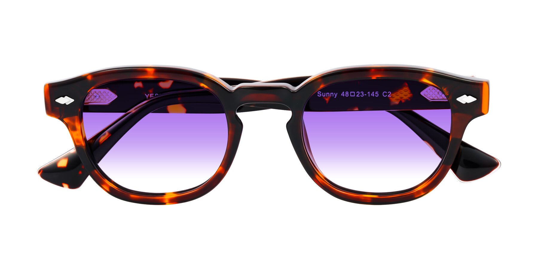 Folded Front of Sunny in Tortoise with Purple Gradient Lenses