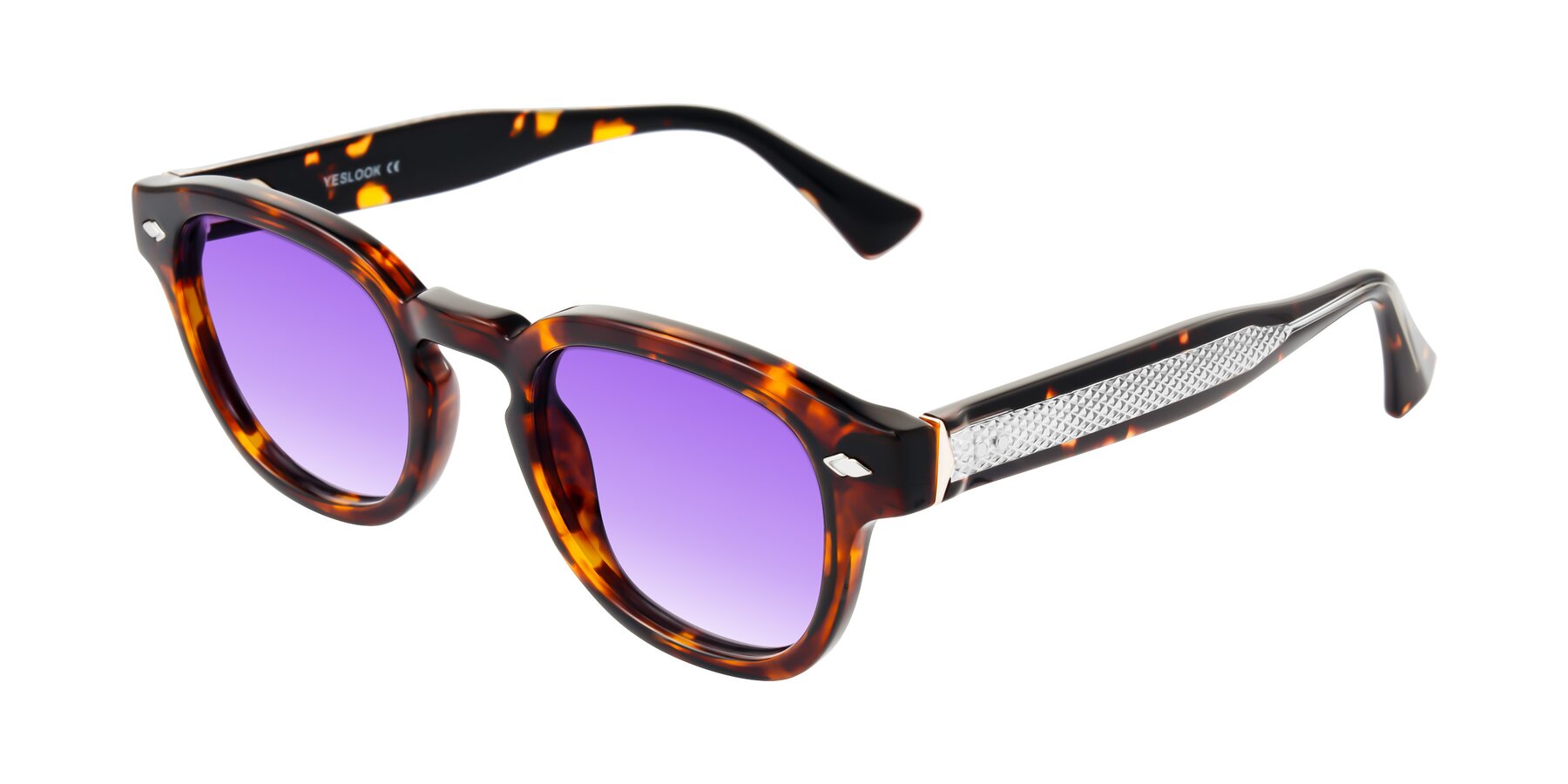 Angle of Sunny in Tortoise with Purple Gradient Lenses