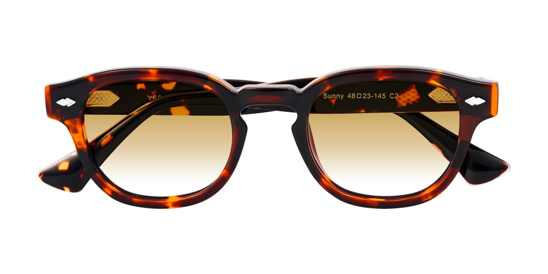 Folded Front of Sunny in Tortoise with Champagne Gradient Lenses