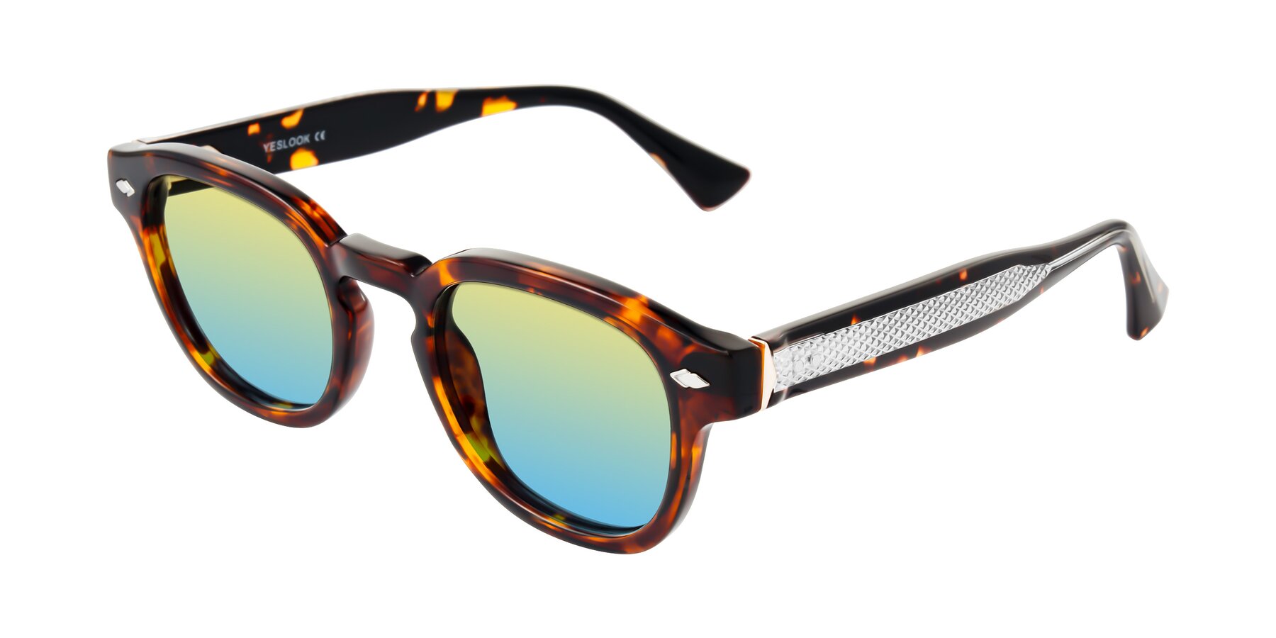 Angle of Sunny in Tortoise with Yellow / Blue Gradient Lenses