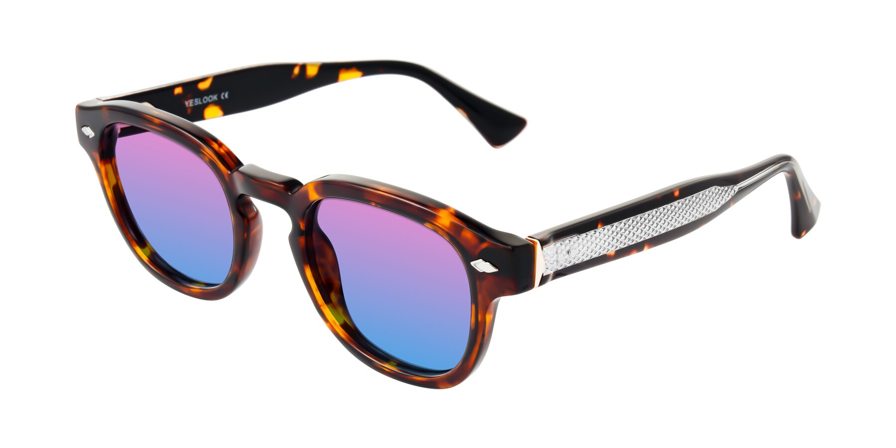 Angle of Sunny in Tortoise with Pink / Blue Gradient Lenses