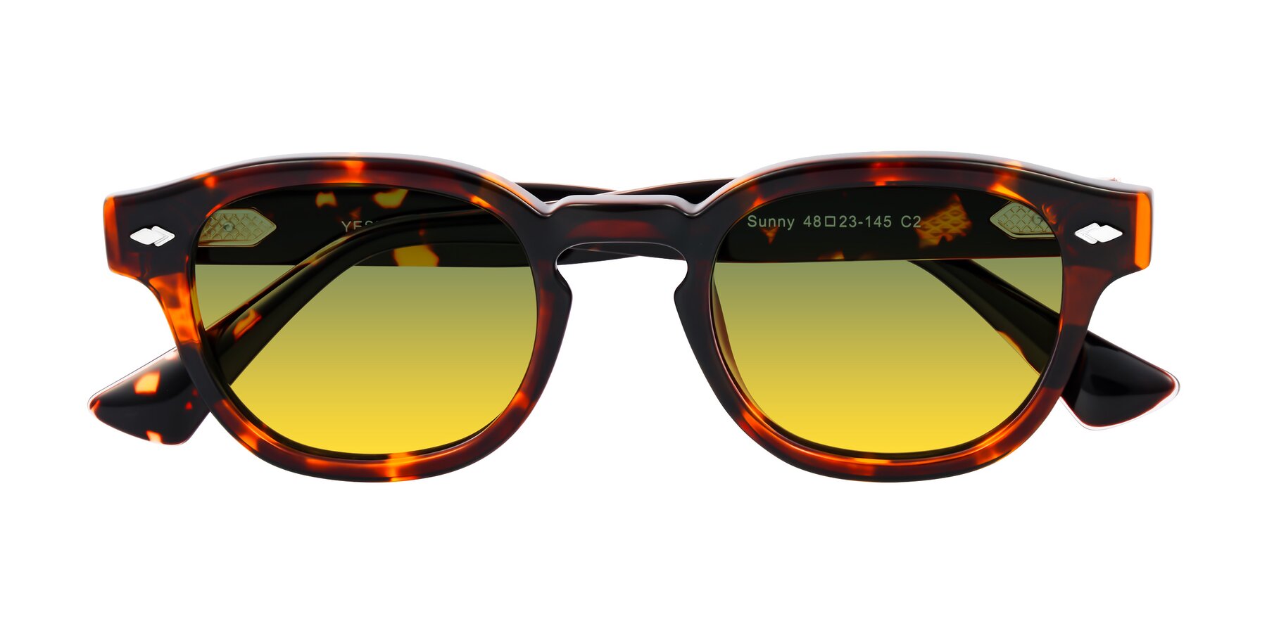 Folded Front of Sunny in Tortoise with Green / Yellow Gradient Lenses