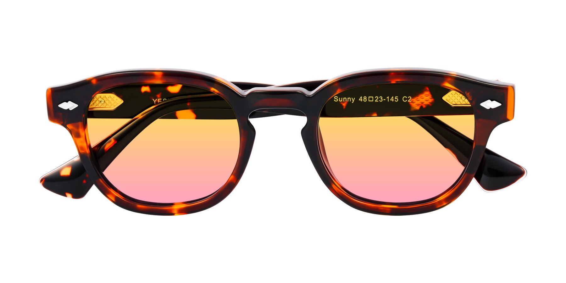 Folded Front of Sunny in Tortoise with Yellow / Pink Gradient Lenses