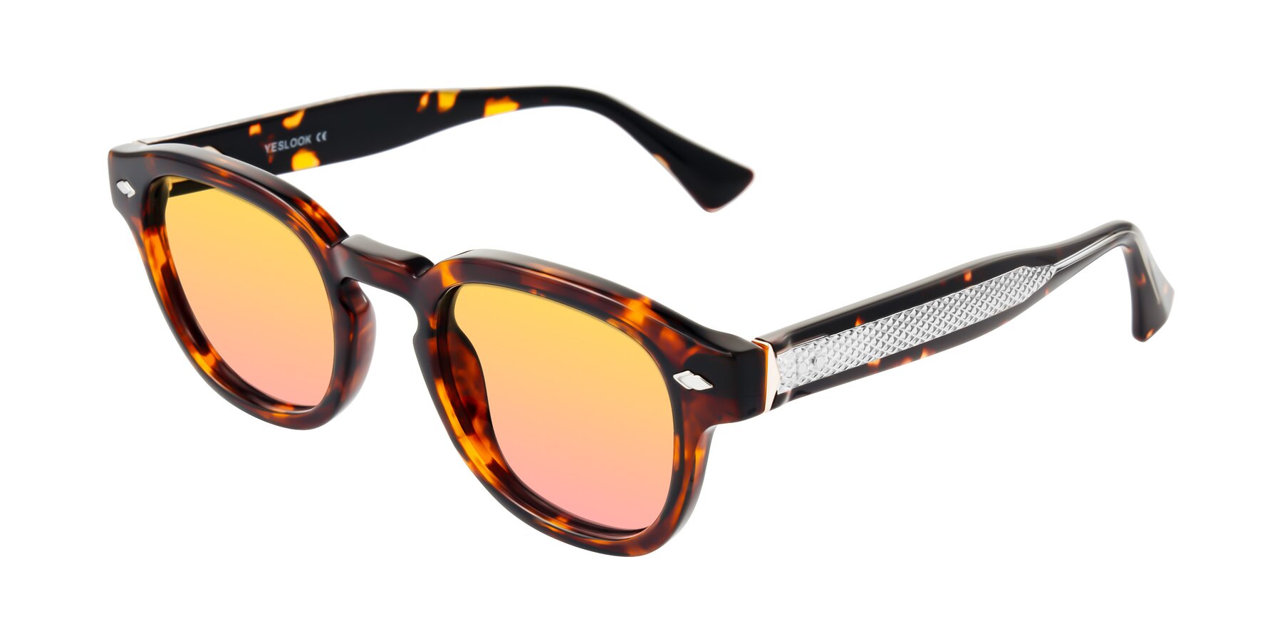 Angle of Sunny in Tortoise with Yellow / Pink Gradient Lenses