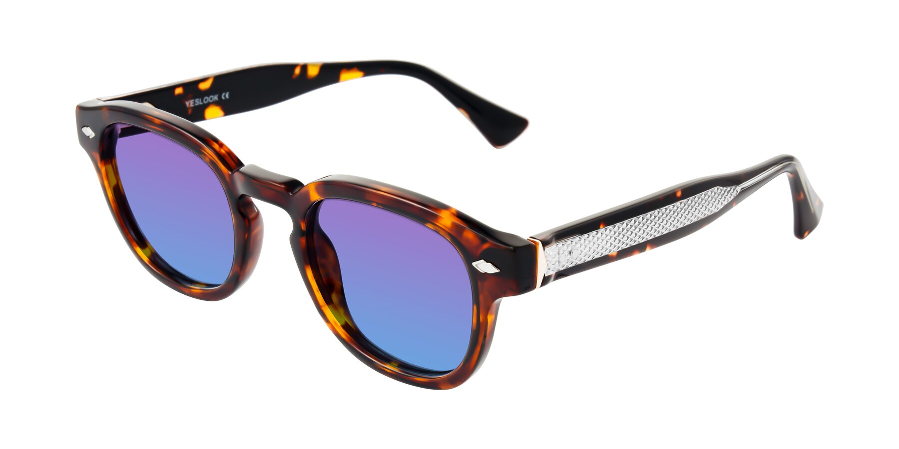 Angle of Sunny in Tortoise with Purple / Blue Gradient Lenses