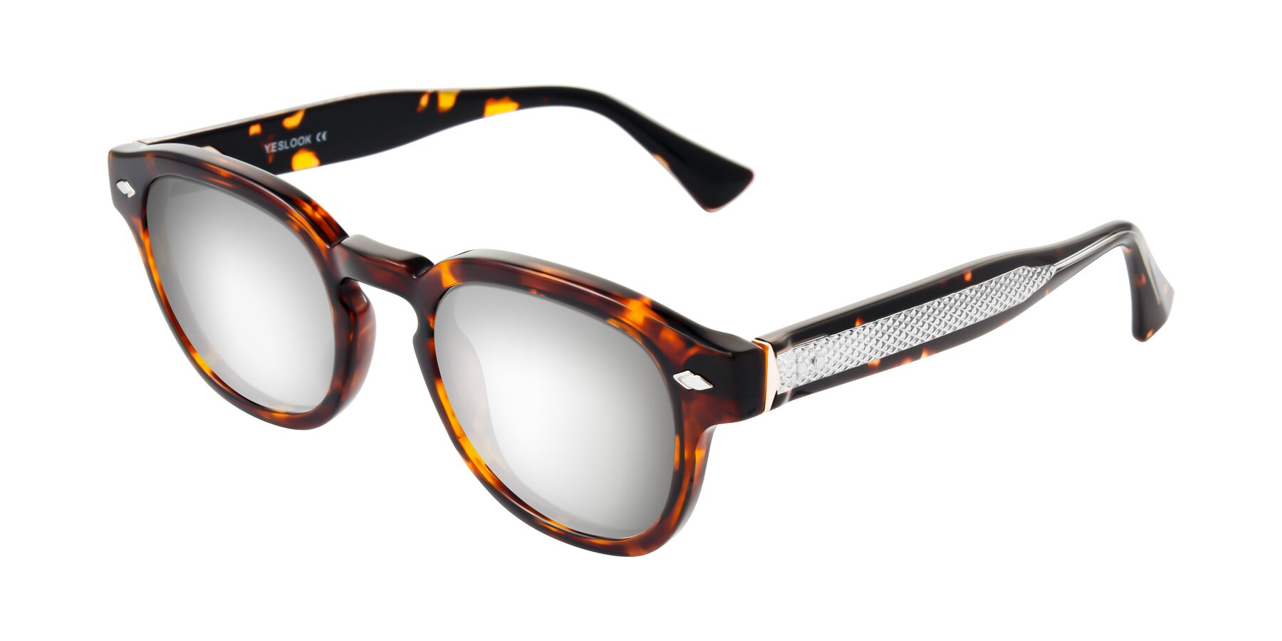 Angle of Sunny in Tortoise with Silver Mirrored Lenses
