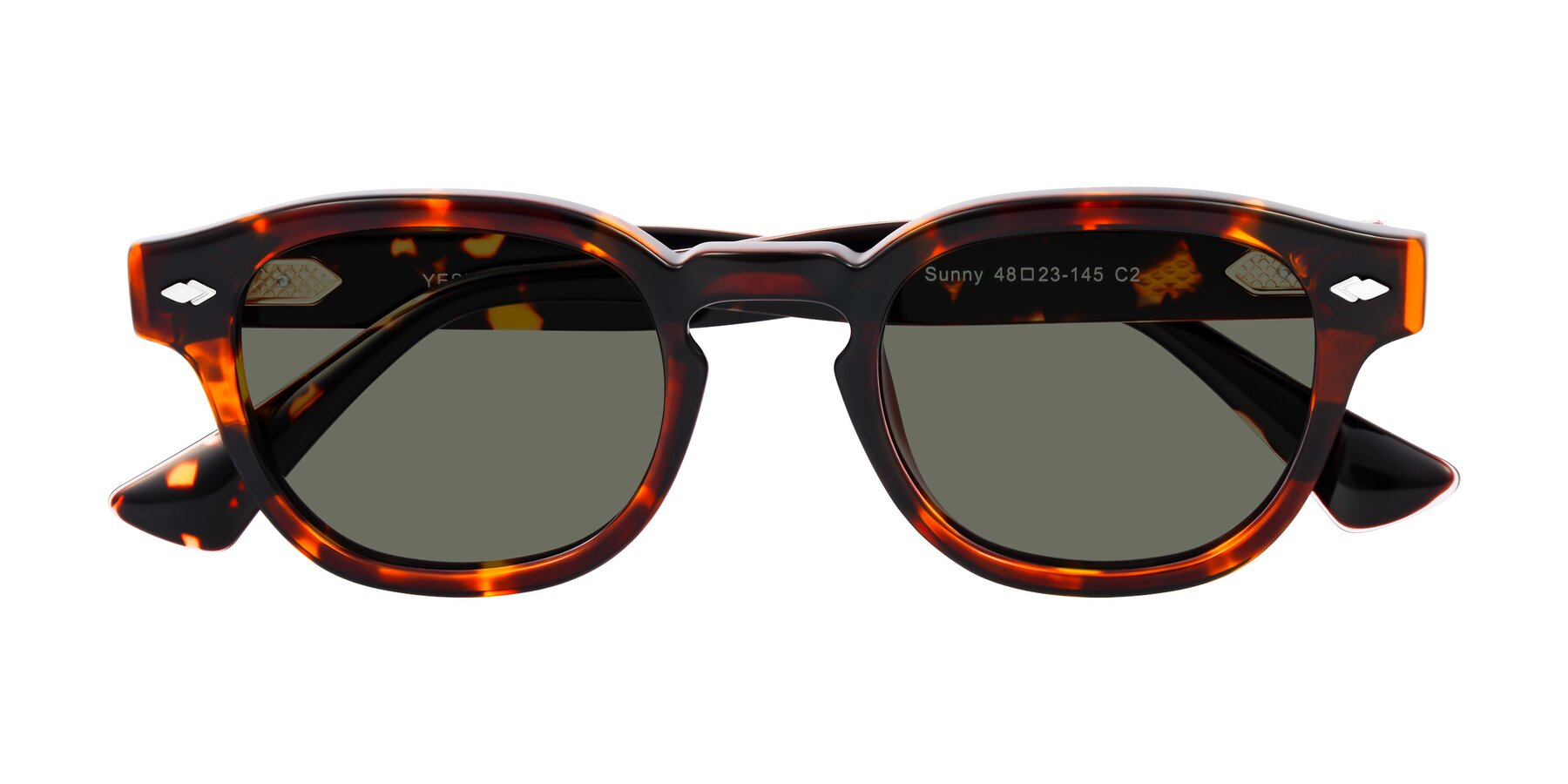 Folded Front of Sunny in Tortoise with Gray Polarized Lenses