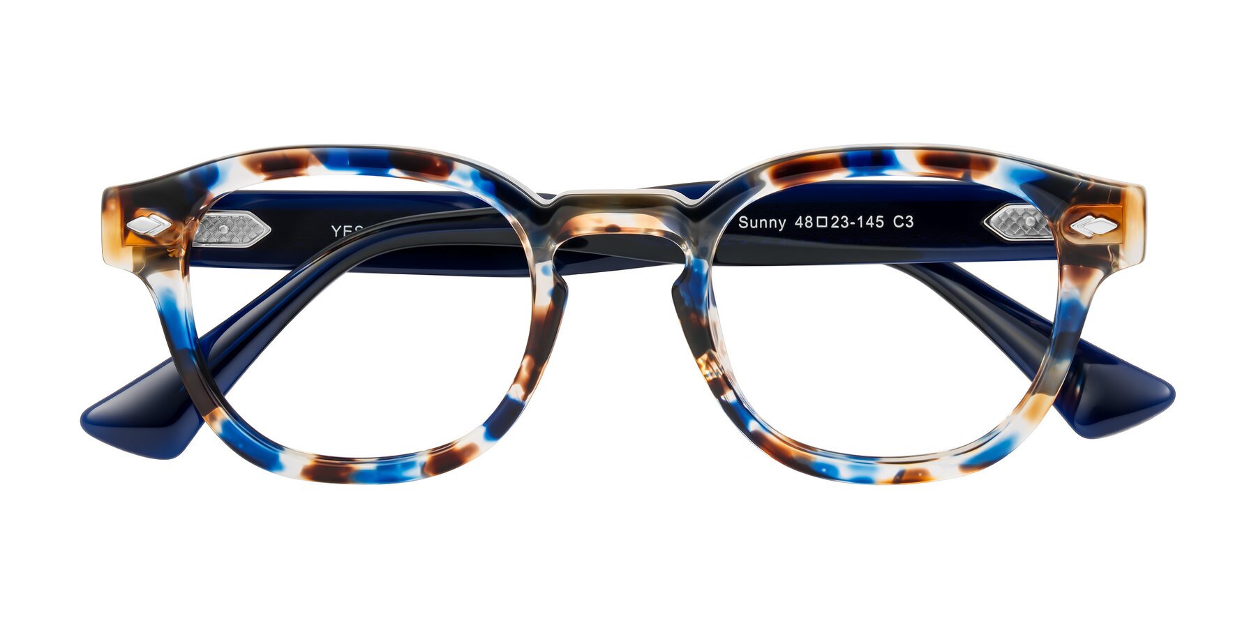 Folded Front of Sunny in Jellyfish Tortoise with Clear Eyeglass Lenses