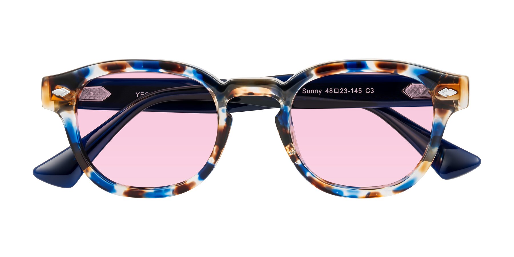 Folded Front of Sunny in Jellyfish Tortoise with Light Pink Tinted Lenses