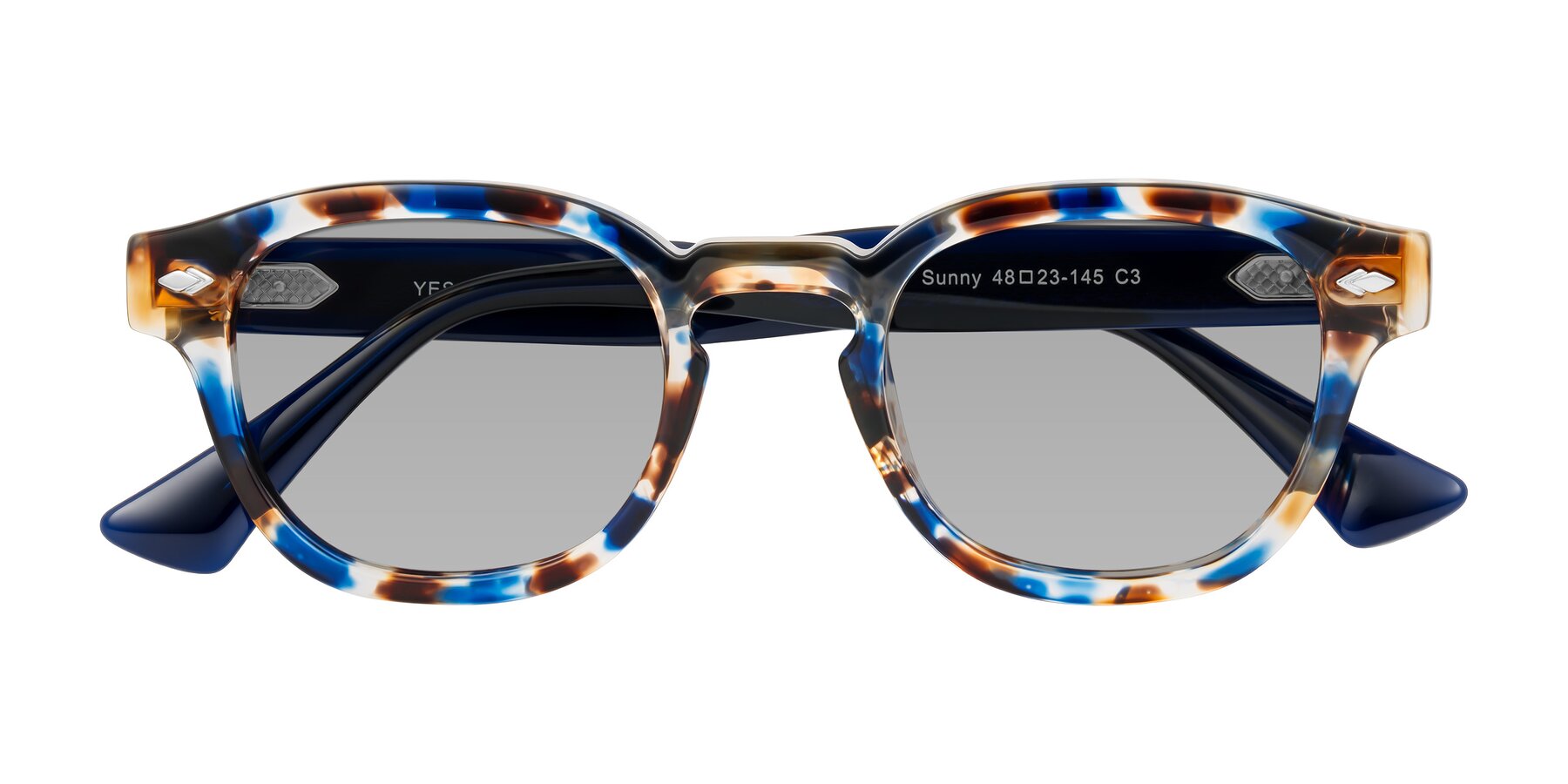 Folded Front of Sunny in Jellyfish Tortoise with Light Gray Tinted Lenses