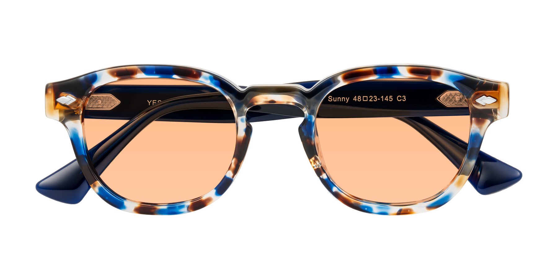 Folded Front of Sunny in Jellyfish Tortoise with Light Orange Tinted Lenses