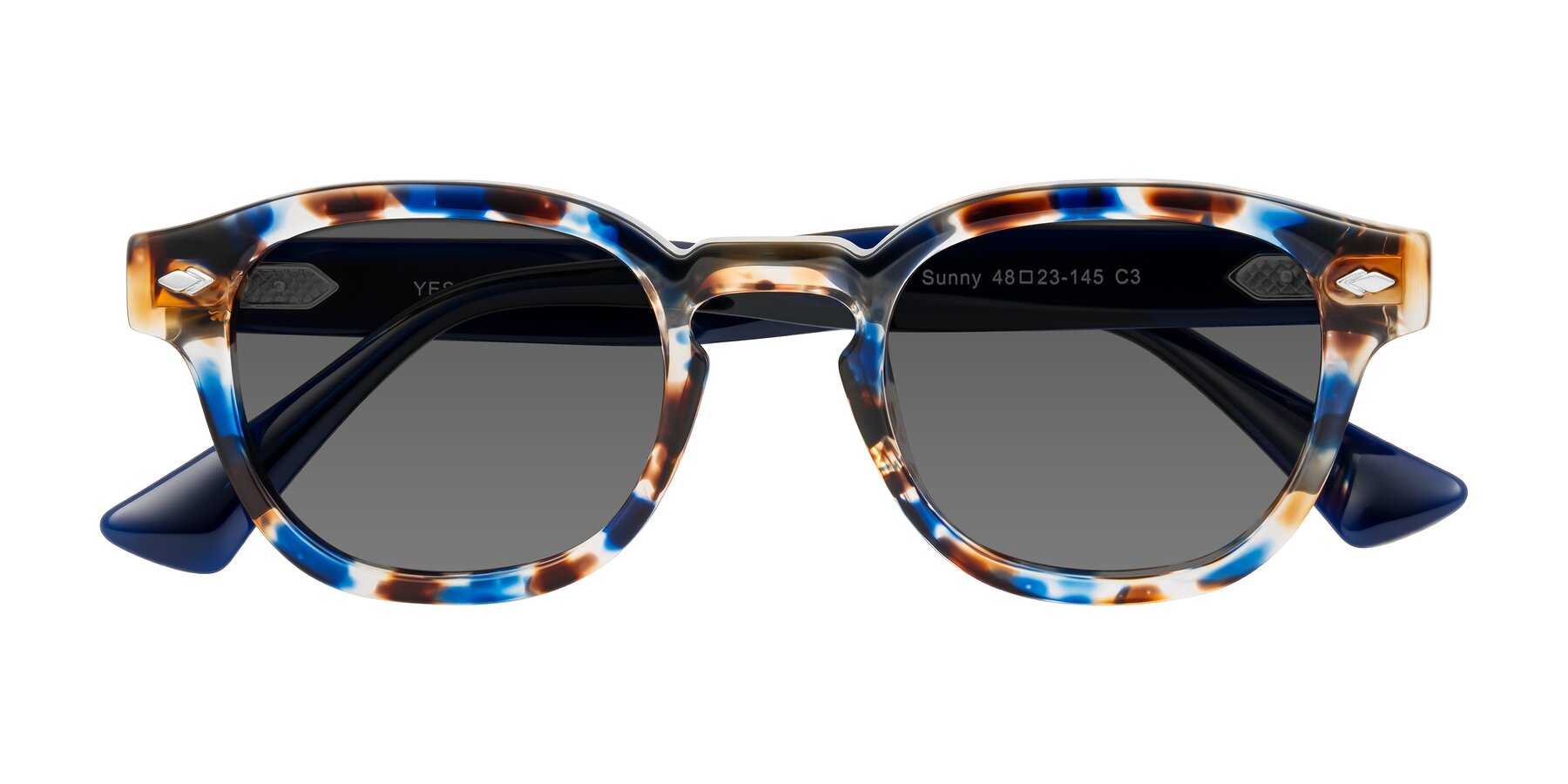 Folded Front of Sunny in Jellyfish Tortoise with Medium Gray Tinted Lenses
