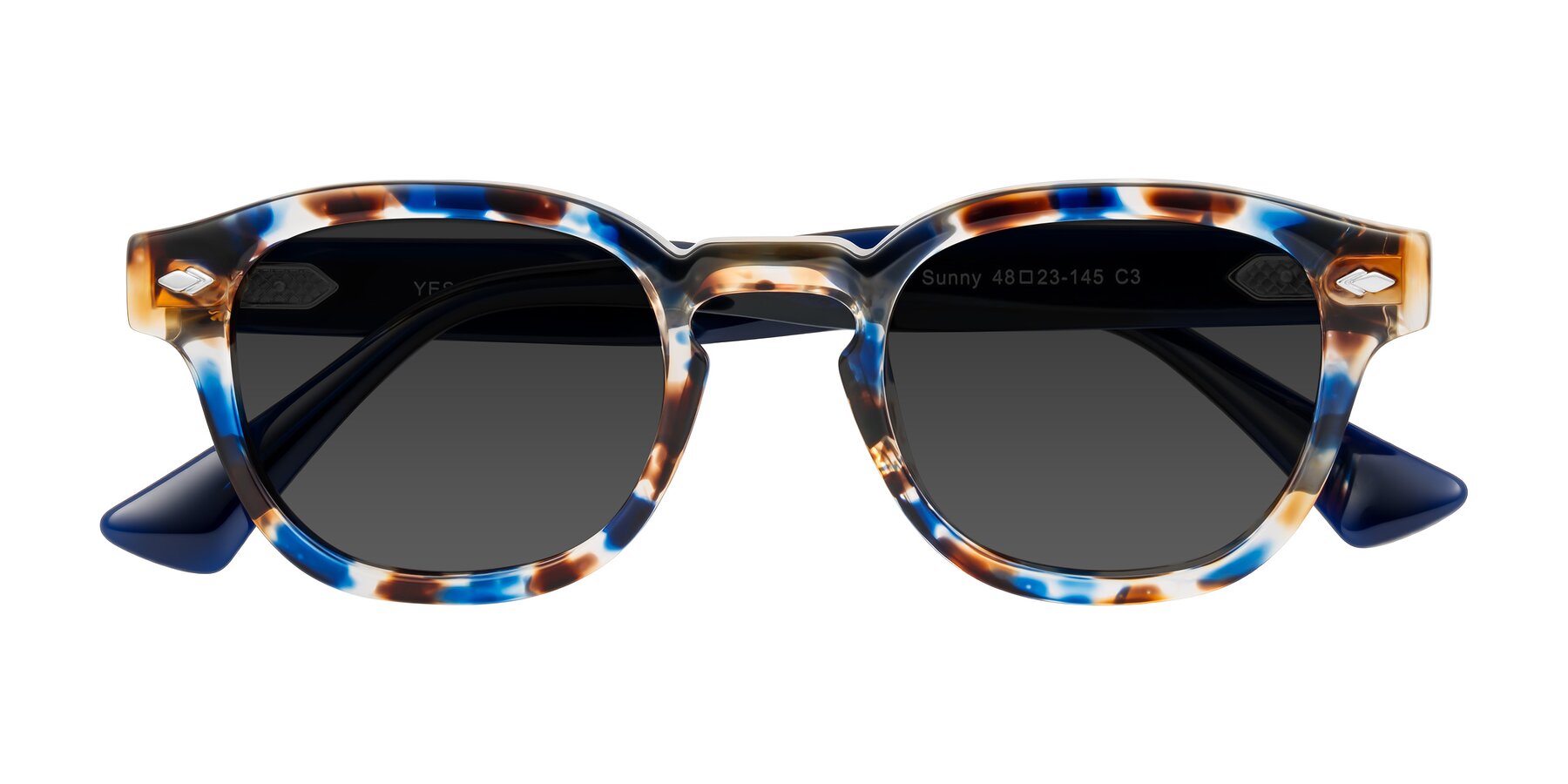 Folded Front of Sunny in Jellyfish Tortoise with Gray Tinted Lenses