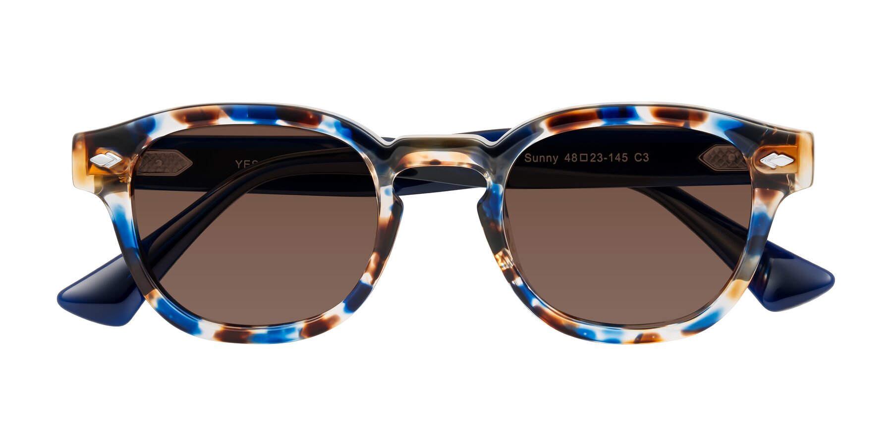 Folded Front of Sunny in Jellyfish Tortoise with Brown Tinted Lenses
