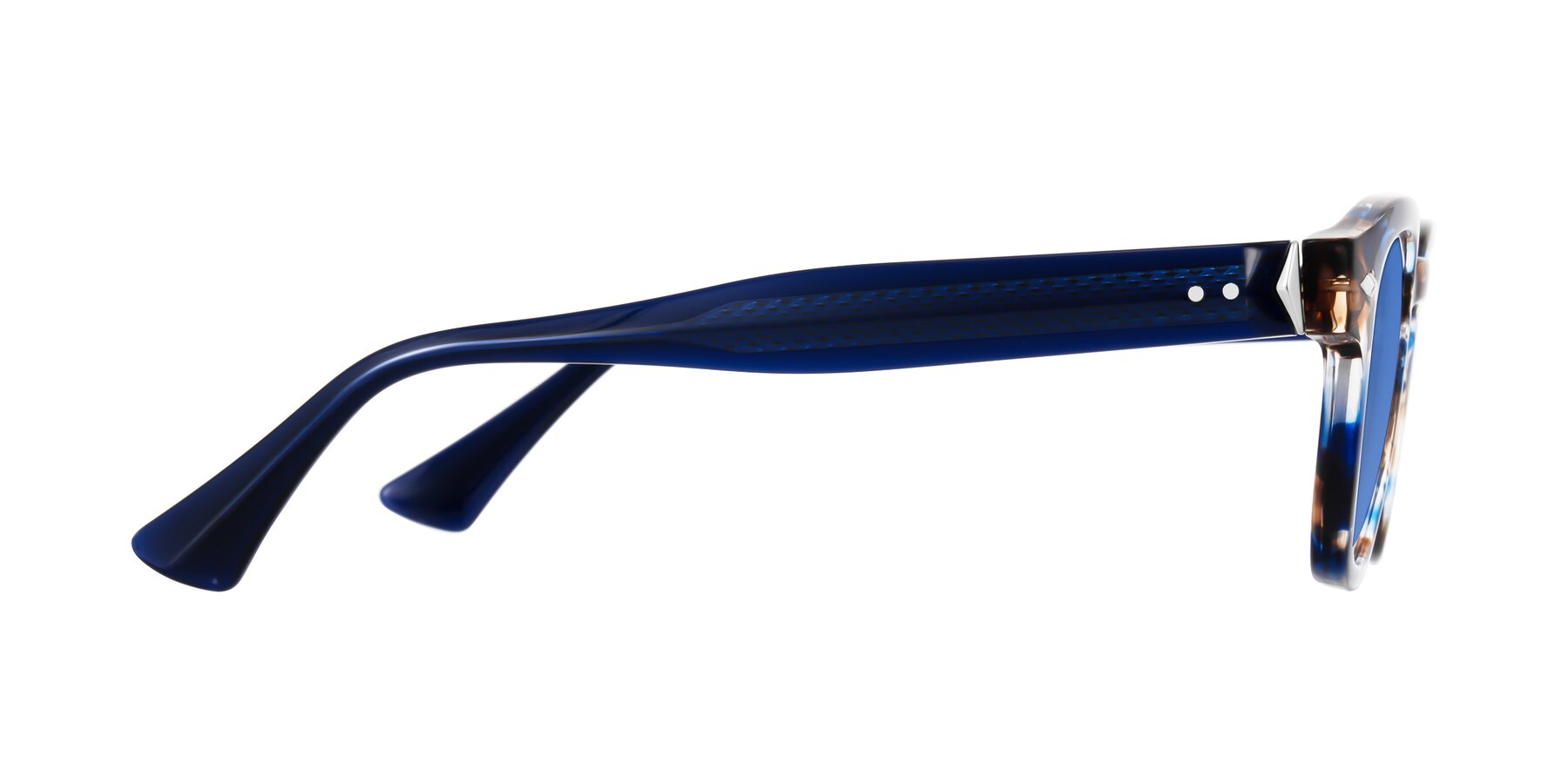 Side of Sunny in Jellyfish Tortoise with Blue Tinted Lenses