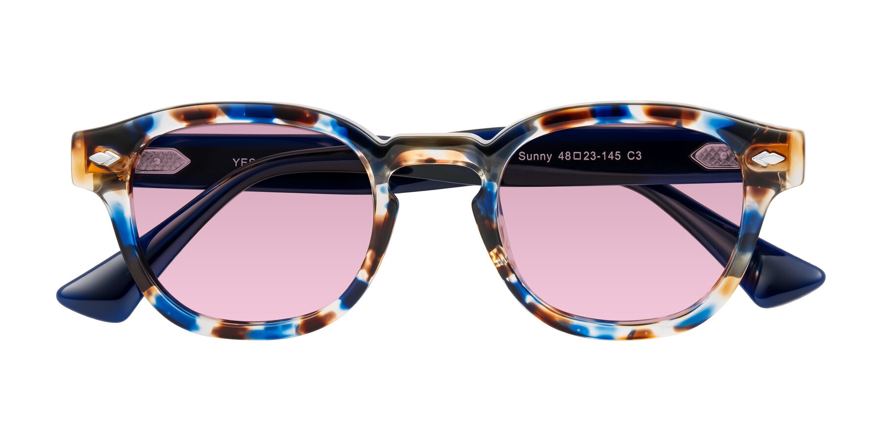 Folded Front of Sunny in Jellyfish Tortoise with Light Wine Tinted Lenses