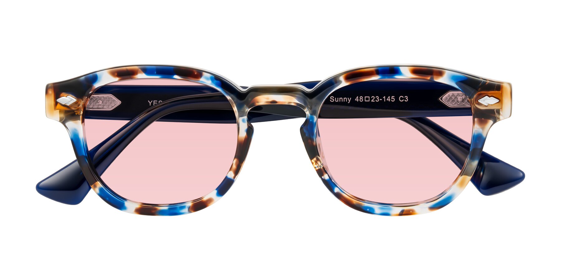 Folded Front of Sunny in Jellyfish Tortoise with Light Garnet Tinted Lenses
