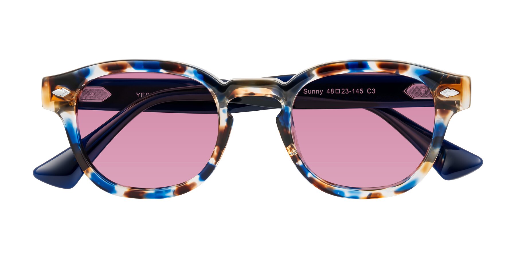 Folded Front of Sunny in Jellyfish Tortoise with Medium Wine Tinted Lenses