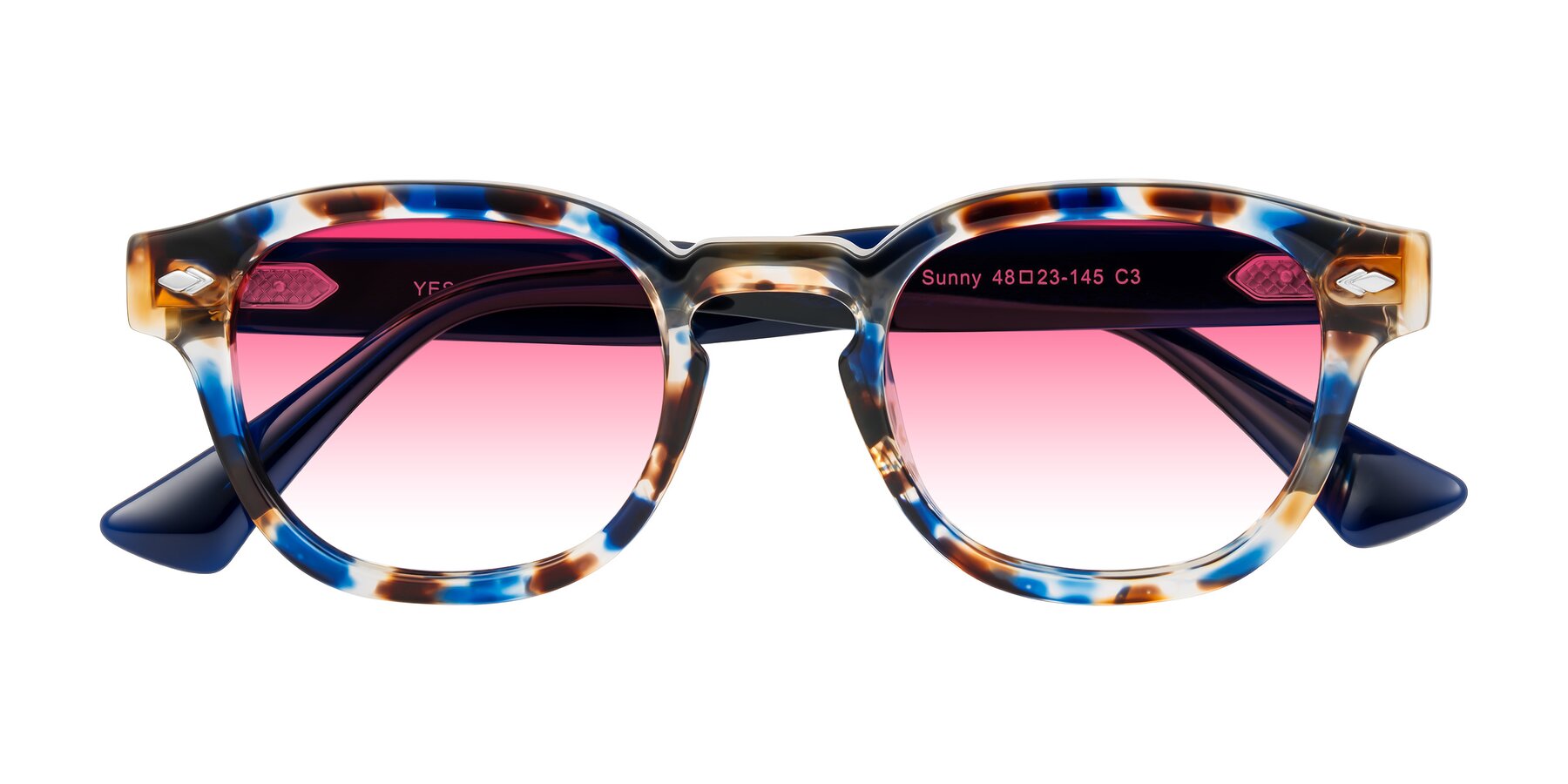 Folded Front of Sunny in Jellyfish Tortoise with Pink Gradient Lenses