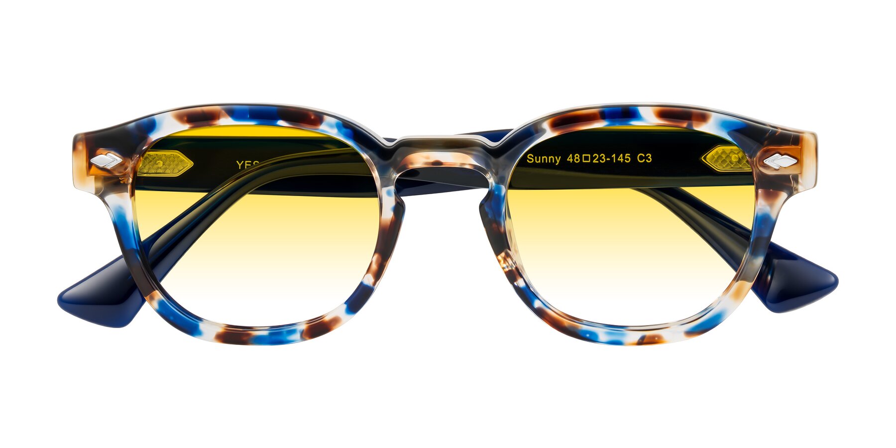 Folded Front of Sunny in Jellyfish Tortoise with Yellow Gradient Lenses