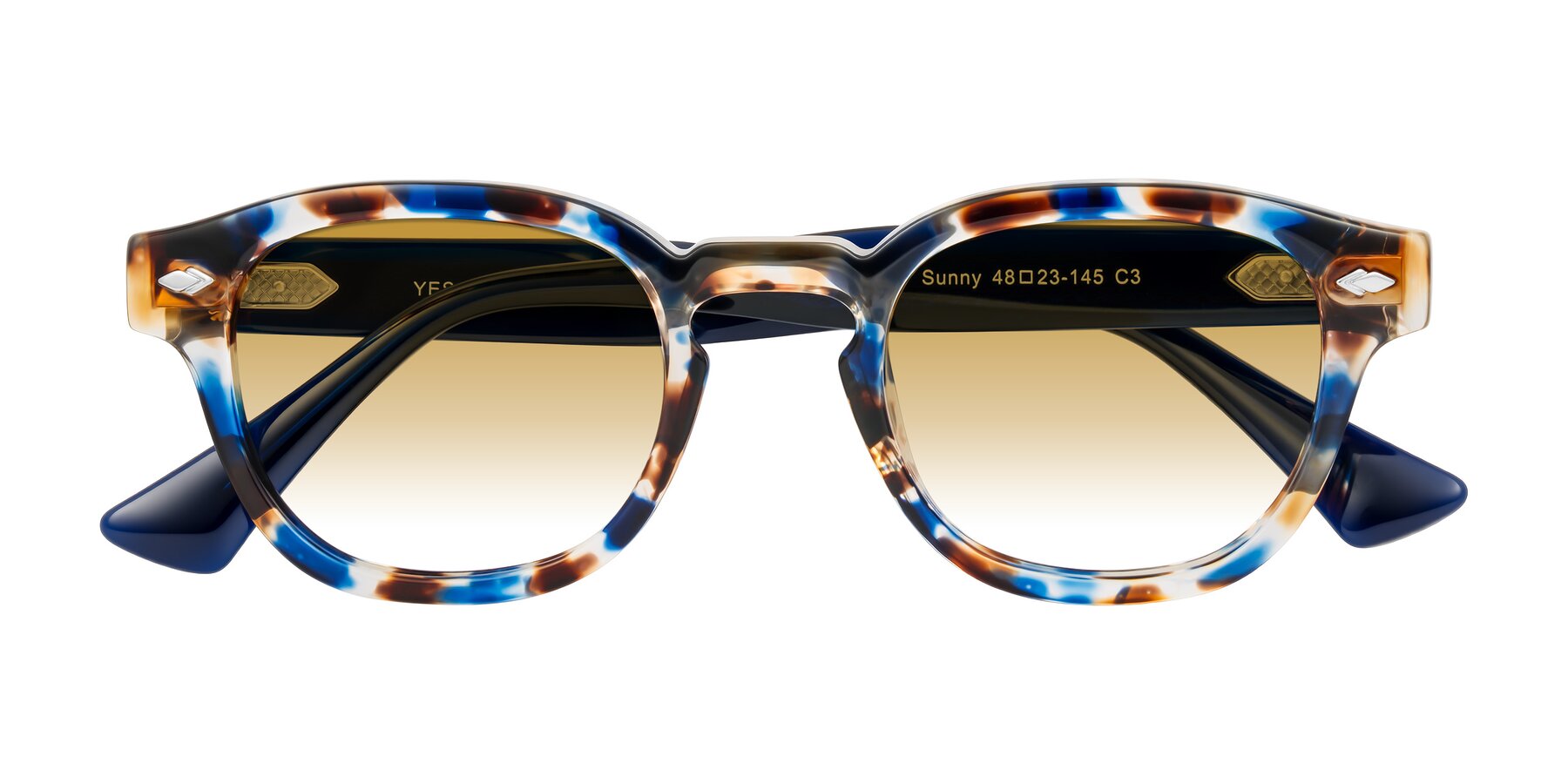 Folded Front of Sunny in Jellyfish Tortoise with Champagne Gradient Lenses