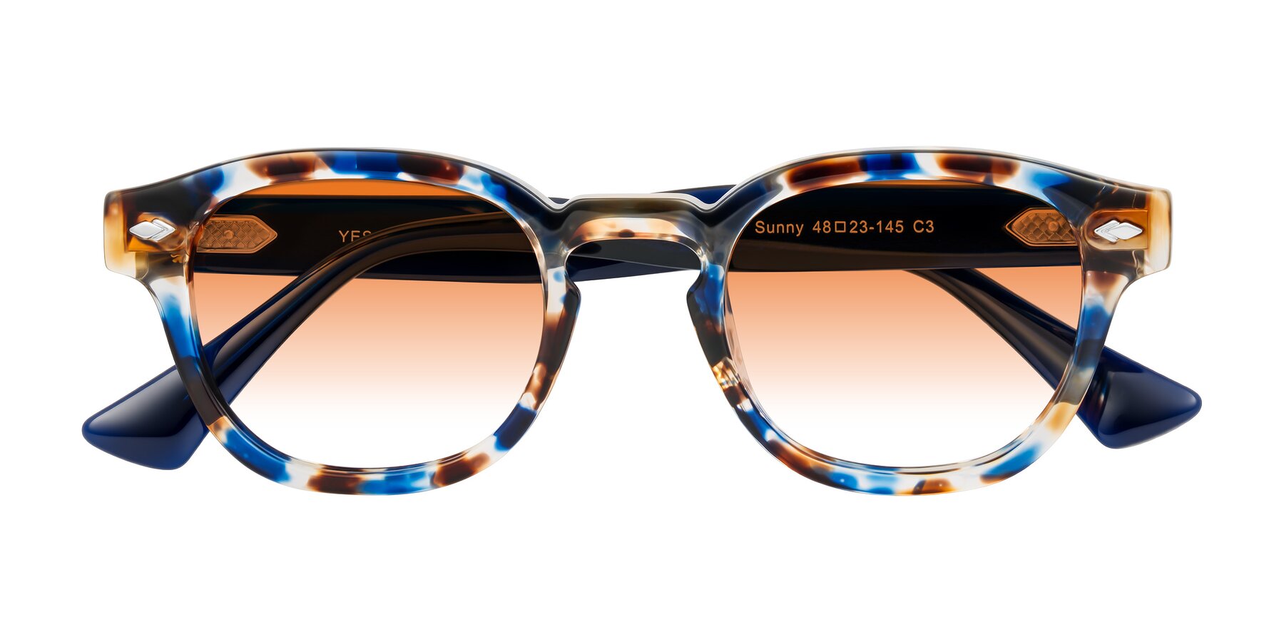 Folded Front of Sunny in Jellyfish Tortoise with Orange Gradient Lenses