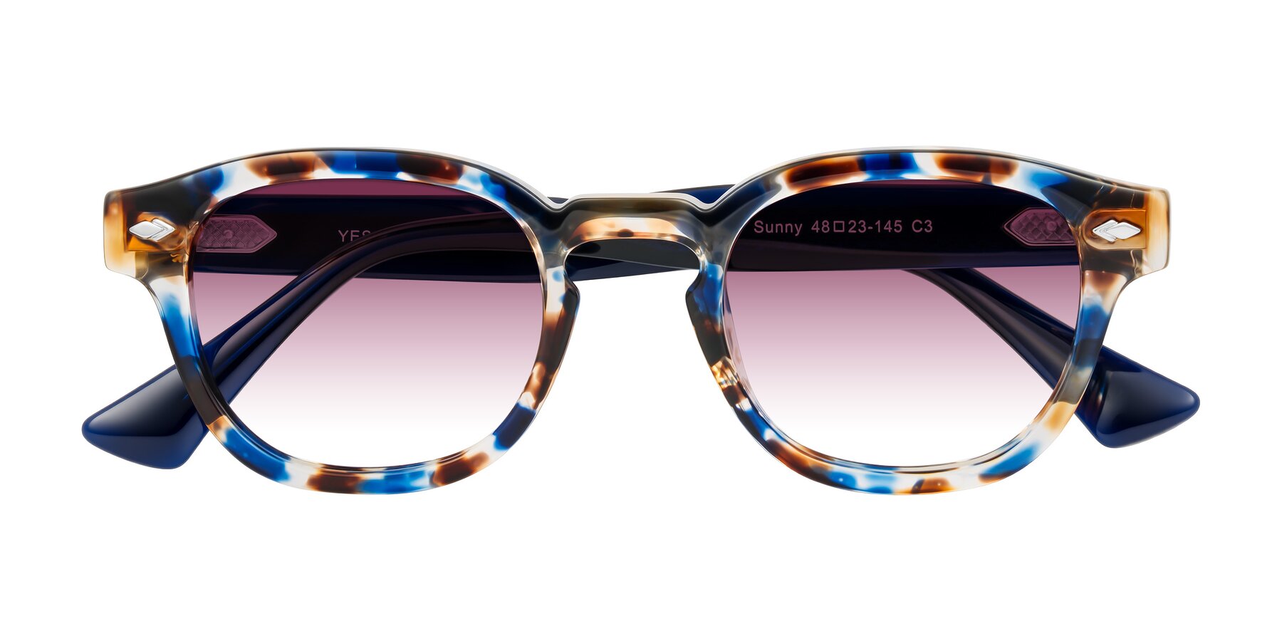 Folded Front of Sunny in Jellyfish Tortoise with Wine Gradient Lenses