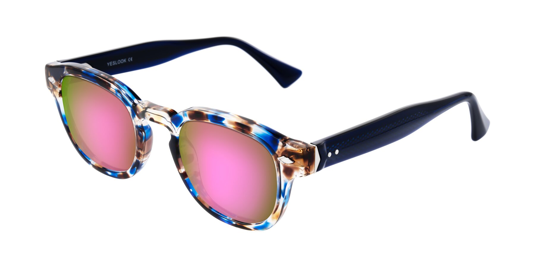Angle of Sunny in Jellyfish Tortoise with Pink Mirrored Lenses