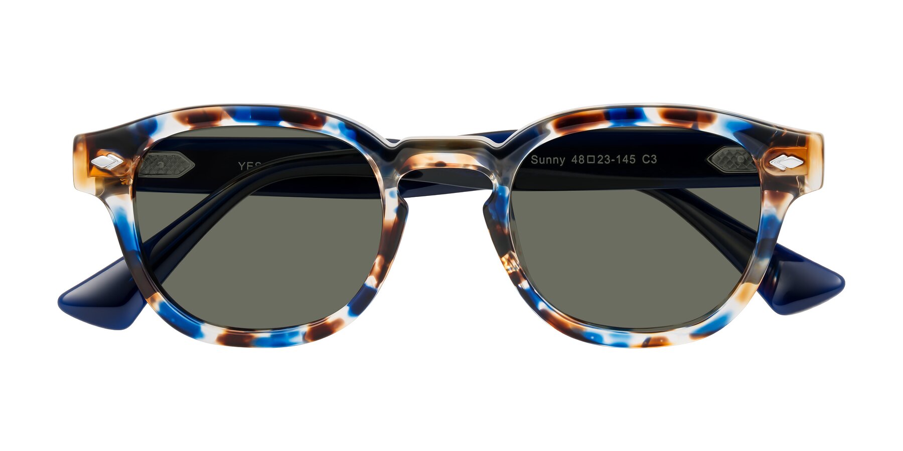 Folded Front of Sunny in Jellyfish Tortoise with Gray Polarized Lenses