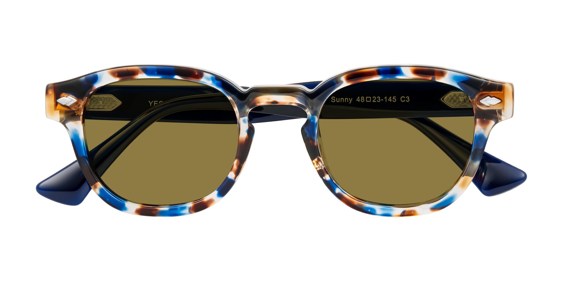 Folded Front of Sunny in Jellyfish Tortoise with Brown Polarized Lenses