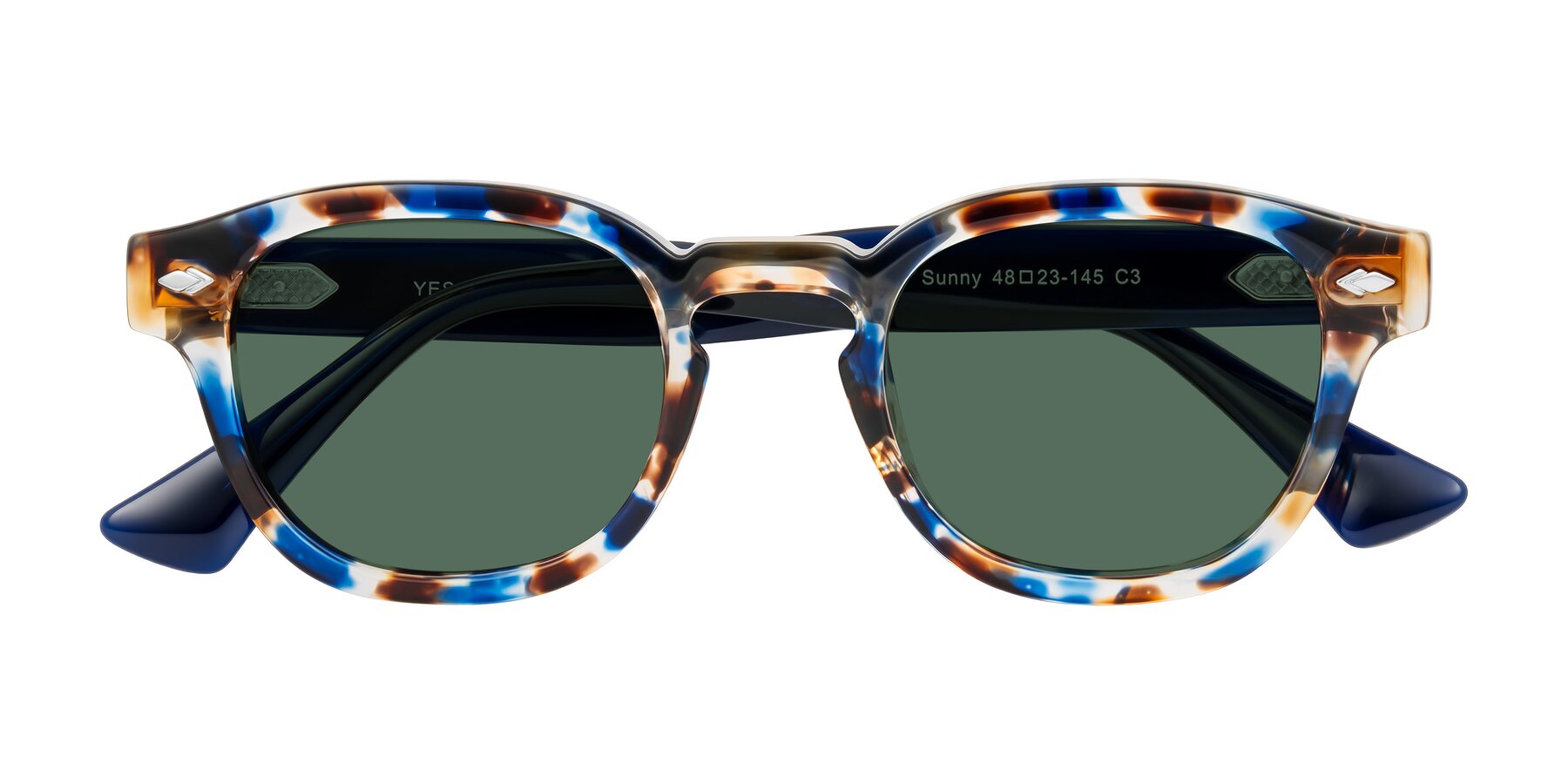 Folded Front of Sunny in Jellyfish Tortoise with Green Polarized Lenses