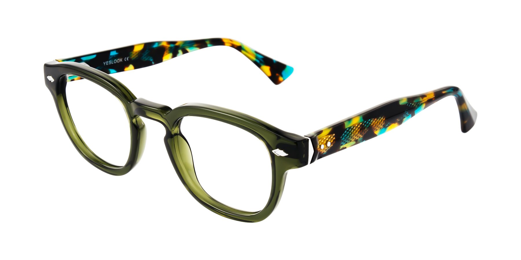 Angle of Sunny in Green with Clear Eyeglass Lenses