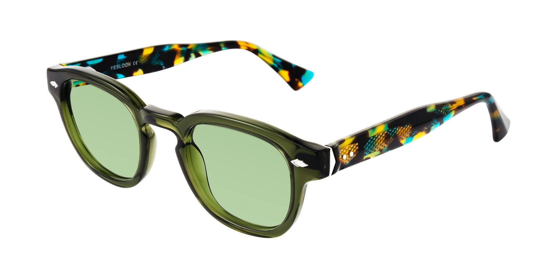Angle of Sunny in Green with Medium Green Tinted Lenses