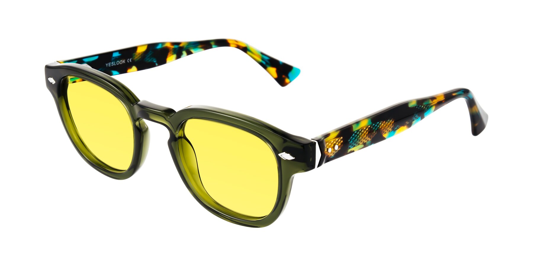 Angle of Sunny in Green with Medium Yellow Tinted Lenses