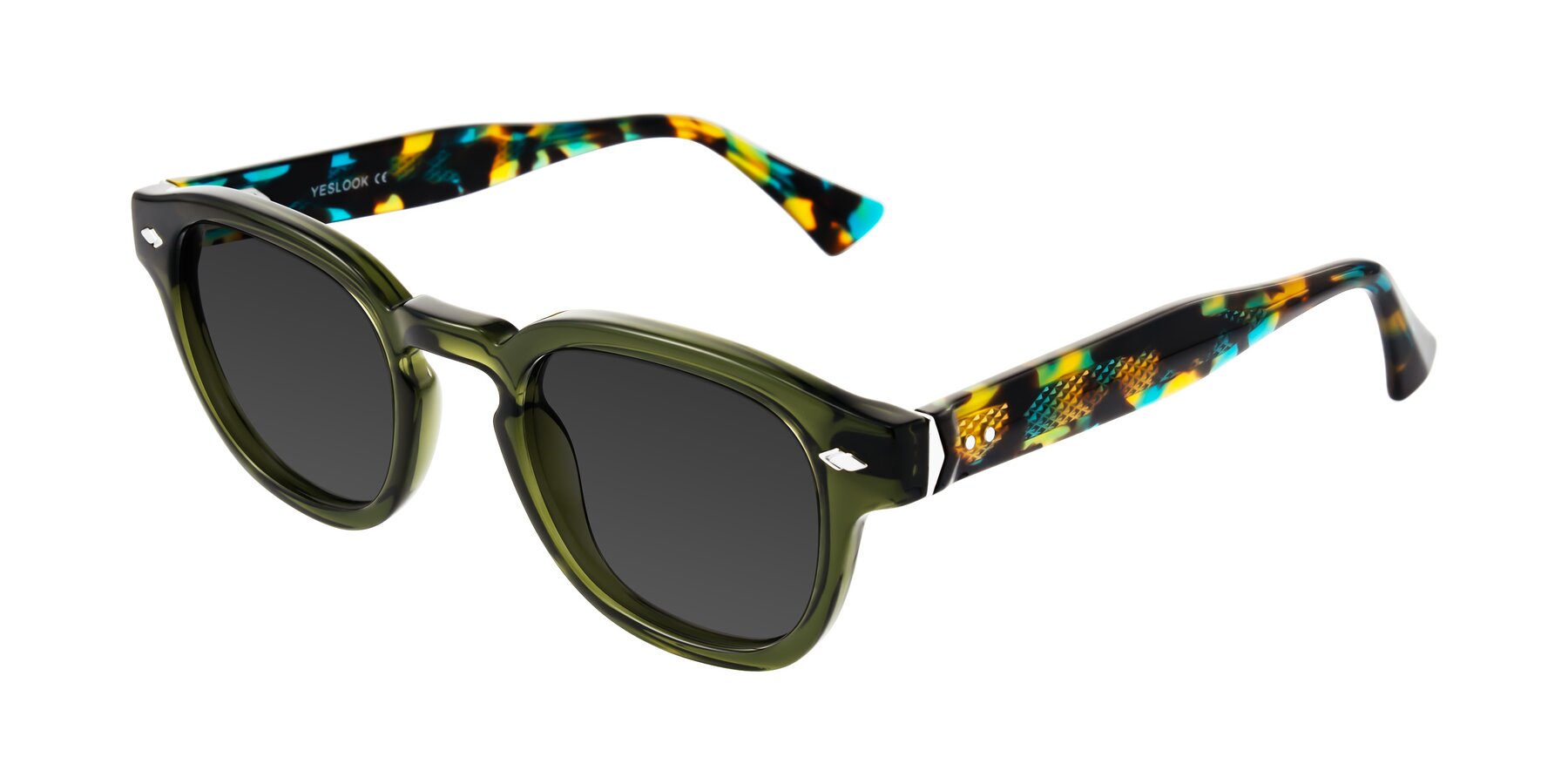 Angle of Sunny in Green with Gray Tinted Lenses